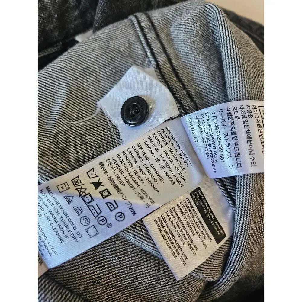Levi's Men's Button Up Long Sleeve Shirt Denim Black Medium